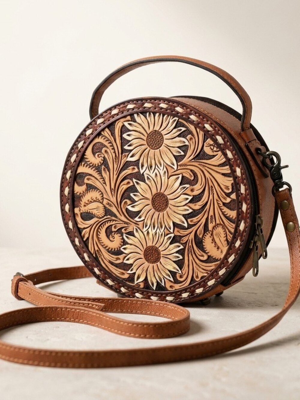 American Darling Boho Sunflower Leather Crossbody - Picture 5 of 6